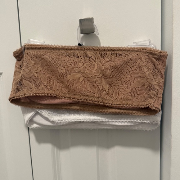 Rene Rofe Lace Bandeau Bralette Set White & Nude (2-Pack) - Picture 2 of 2